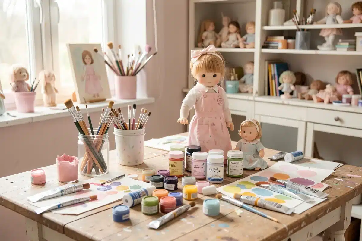 laboratorio artigianale pittura bambole reborn colori Genesis e pennelli