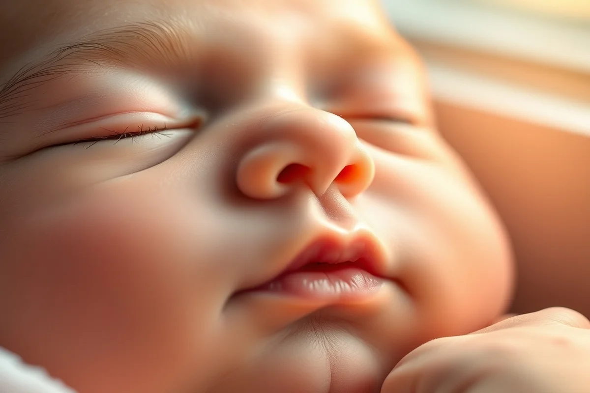 viso di neonato dormiente con guance rosate e pelle delicata — tecnica blushing reborn