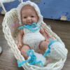 Bambola Reborn Nina Mini 18cm — Micro Preemie Full Body Silicone Platinico Femminuccia con Peluche Antistress
