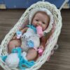 Bambola Reborn Nina Mini 18cm — Micro Preemie Full Body Silicone Platinico Femminuccia con Peluche Antistress