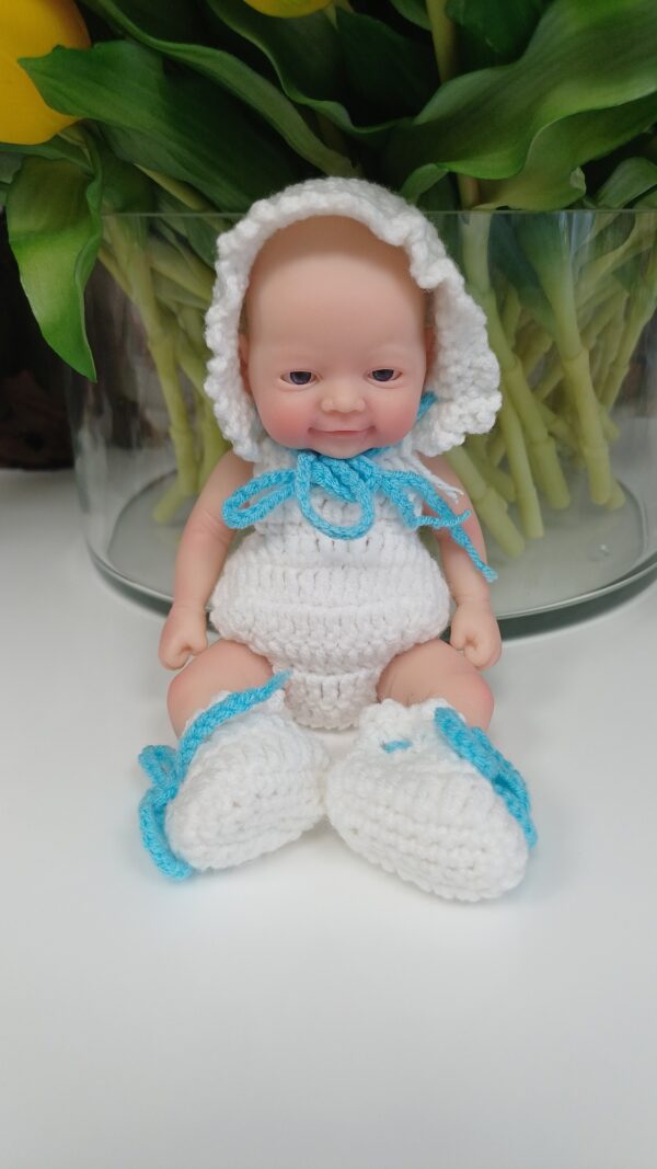 Bambola Reborn Nina Mini 18cm — Micro Preemie Full Body Silicone Platinico Femminuccia con Peluche Antistress