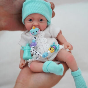 Bambola Reborn Stella Mini 18cm — Micro Preemie Full Body Silicone Femminuccia Sguardo Sveglio