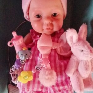 Bambola Reborn Stella Mini 18cm — Micro Preemie Full Body Silicone Femminuccia Sguardo Sveglio dettaglio