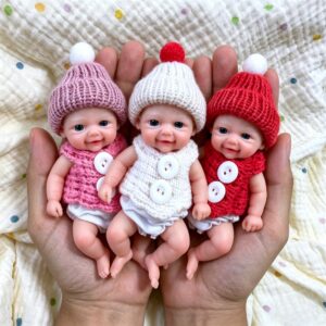 Bambola Reborn Vivienne Mini 15cm — Pocket-Size in Silicone Pieno con 3 Varianti Colore (Bianco/Rosa/Rosso)
