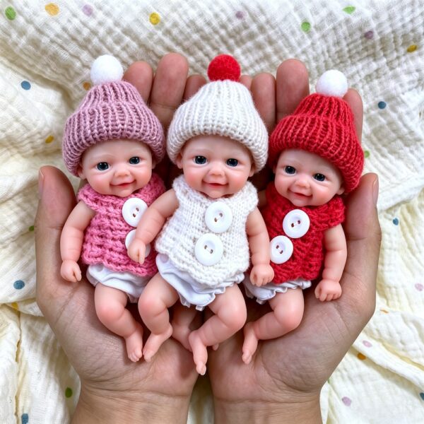 Bambola Reborn Vivienne Mini 15cm — Pocket-Size in Silicone Pieno con 3 Varianti Colore (Bianco/Rosa/Rosso)
