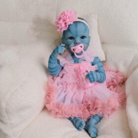 Bambola Reborn Zara Avatar 49cm — Stile Na'vi Awake Bagnabile Completa con Tutu Rosa