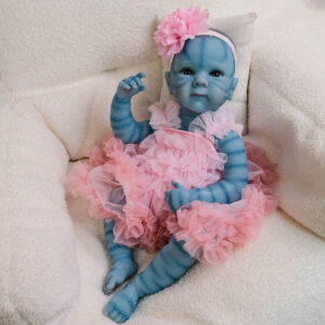 Bambola Reborn Zara Avatar 49cm — Stile Na'vi Awake Bagnabile Completa con Tutu Rosa dettaglio