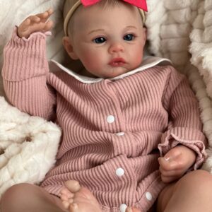 Bambola Reborn Lydia — Neonata Realistica 49cm, Capelli Dipinti a Mano, Più Grande della Collezione