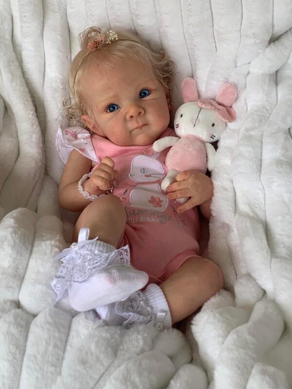 Bambole Reborn Femmine Martina 3 Bambola Reborn Martina body rosa Little Bunny con coniglio di peluche