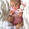 Bambole Reborn Femmine Martina 5 Bambola Reborn Martina 45cm vestito rosa con coniglietto e calzini in pizzo