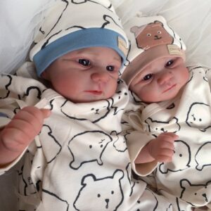 Bambole Reborn Gemelli Ana e Luigi — Coppia Awake 49cm con Occhi Azzurri e Marroni dettaglio