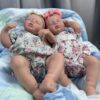 Bambole Reborn Gemelli Martina e Adriano 6 Bambole Reborn Gemelle Martina e Adriana — Due Sorelline Dormienti 50cm, Vinile Bagnabile, Ciglia Vere