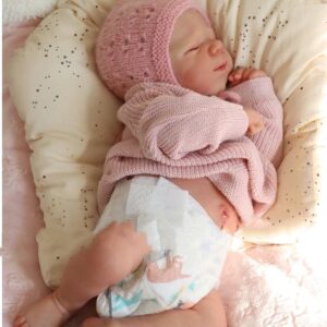 Bambola Reborn Aura — Neonata 50cm Corpo Vinile Bagnabile, Ciglia Vere Inserite a Mano dettaglio