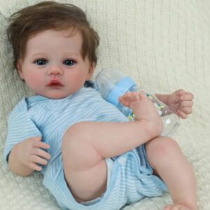 Bambola Reborn Edoardo 45cm — Maschio con Capelli Impiantati, Pacco Regalo Completo