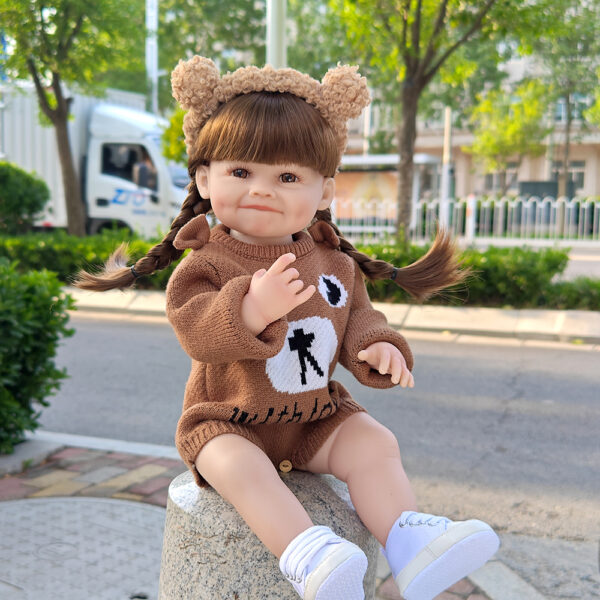 Bambola Reborn Luna — Toddler Realistica 55cm in Vinile Bagnabile, Capelli Lunghi Pettinabili