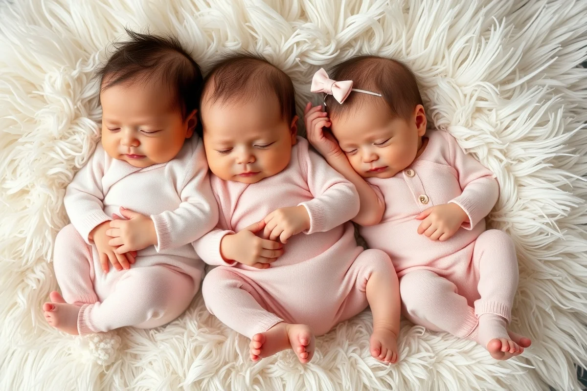 tre neonati di dimensioni diverse su coperta bianca morbida, confronto taglie bambole reborn, luce studio professionale